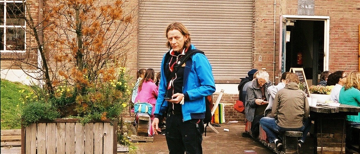 Photographer Lisa Klappe checking Rollei LED35 camera 